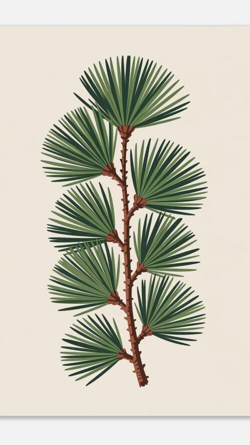 Affiche Mélèze, tirage botanique contemporain à encadrer, format A4 à A1