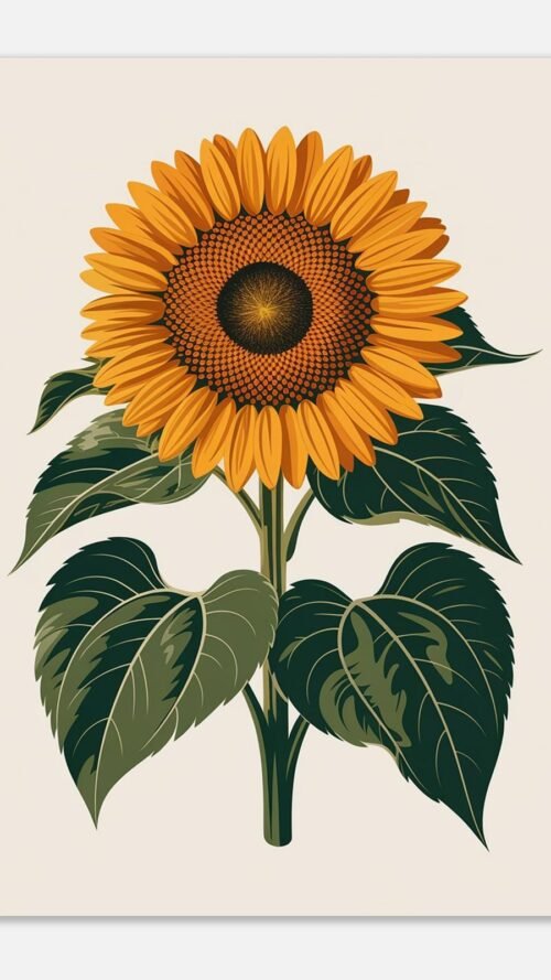 Affiche Tournesol, tirage botanique contemporain à encadrer, format A4 à A1