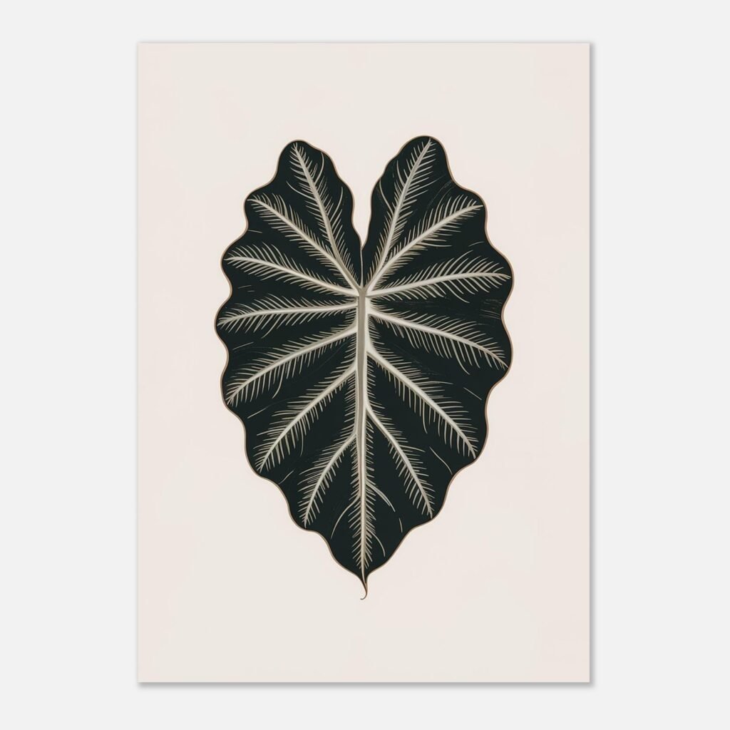 Affiche Colocasia, tirage botanique japandi à encadrer, format A4 à A1