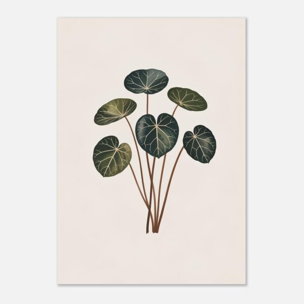 Affiche Pilea, tirage botanique japandi à encadrer, format A4 à A1