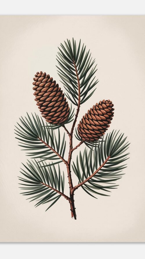 23b8d764-e066-4aaf-8ea5-de4563e21879-1.jpg Affiche Composition pommes de pin, tirage botanique japandi à encadrer, format A4 à A1