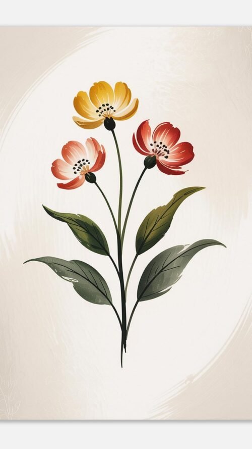 25a1bc78-b9c9-42e6-bce1-dbe6be185fad-1.jpg Affiche Composition fleurs de printemps, tirage botanique japandi à encadrer, format A4 à A1