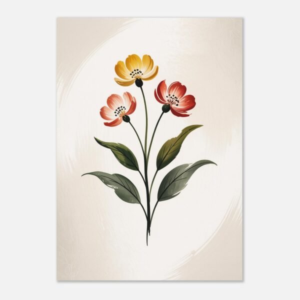 Affiche Composition fleurs de printemps, tirage botanique japandi à encadrer, format A4 à A1