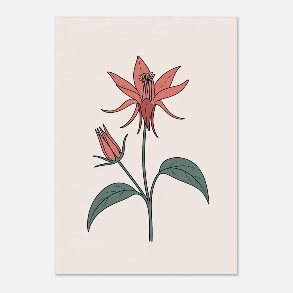Affiche d’ancolie, collection Botanique Épure