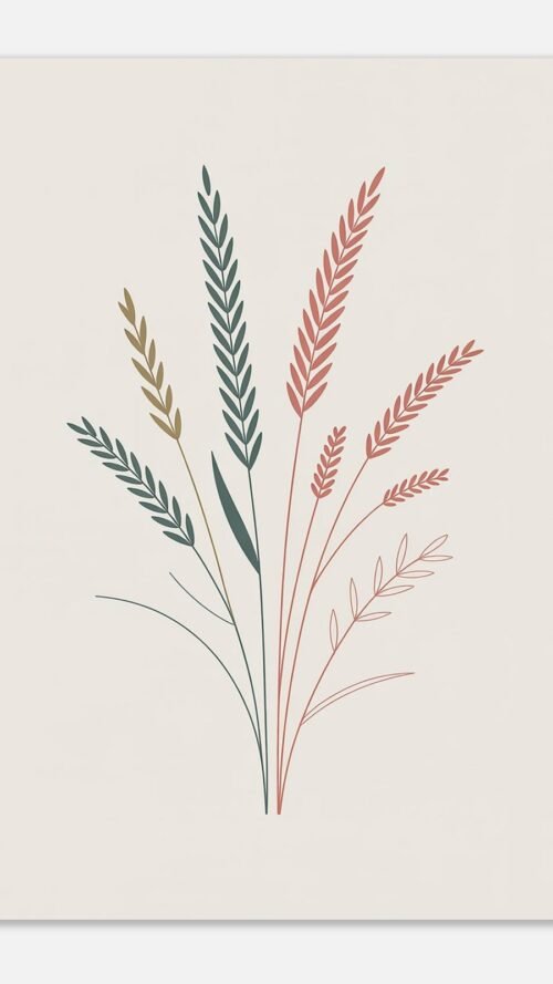 Affiche Composition herbes folles, tirage botanique minimaliste à encadrer, format A4 à A1