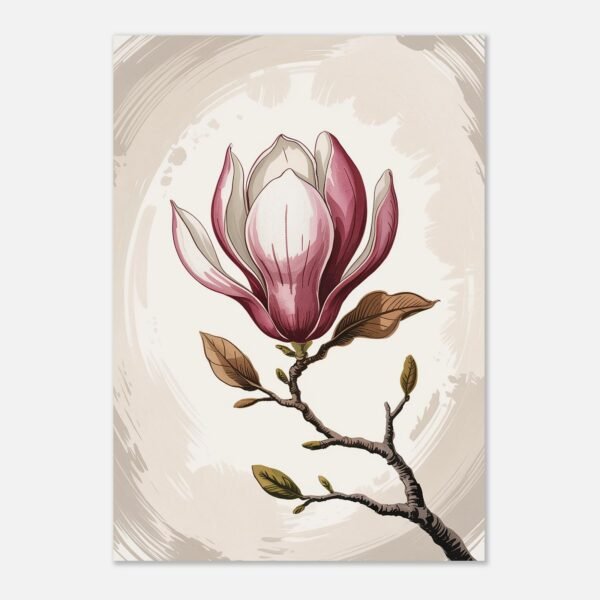 Affiche Magnolia, tirage botanique japandi à encadrer, format A4 à A1