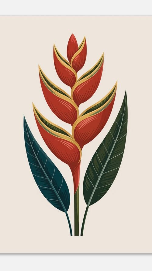 Affiche Héliconia, tirage botanique contemporain à encadrer, format A4 à A1