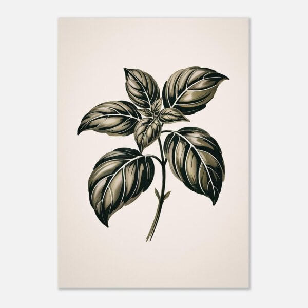 Affiche Basilic, tirage botanique japandi à encadrer, format A4 à A1