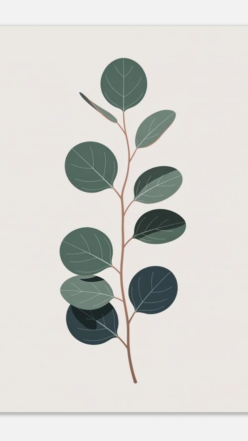 Affiche Eucalyptus, tirage botanique minimaliste à encadrer, format A4 à A1
