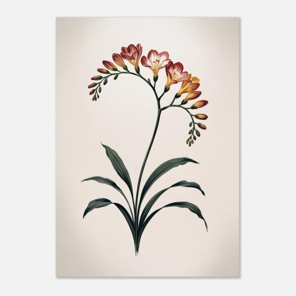 Affiche Freesia, tirage botanique japandi à encadrer, format A4 à A1