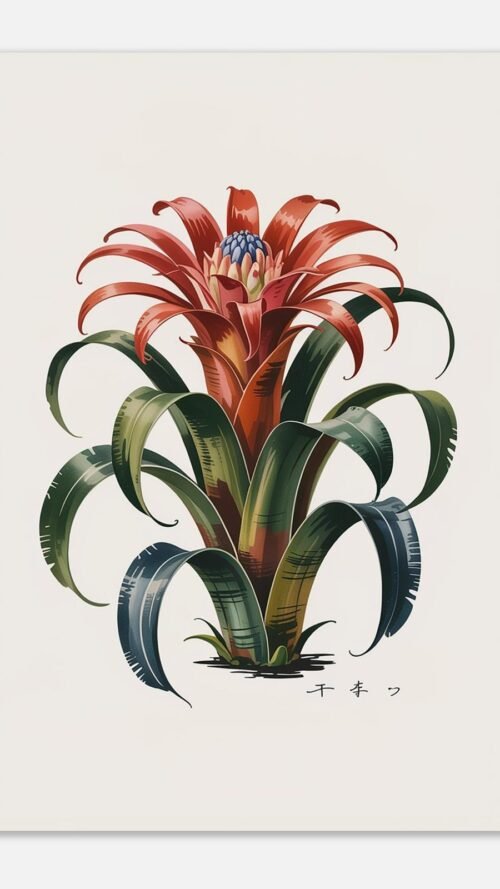 7c5f5e71-591c-40b1-bc4d-aa6d39570c05-1.jpg Affiche Broméliacée, tirage botanique japandi à encadrer, format A4 à A1