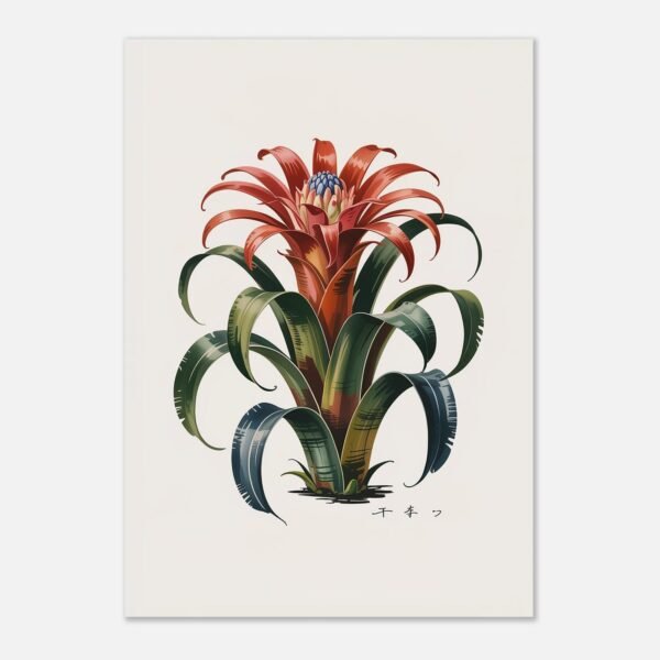 Affiche Broméliacée, tirage botanique japandi à encadrer, format A4 à A1