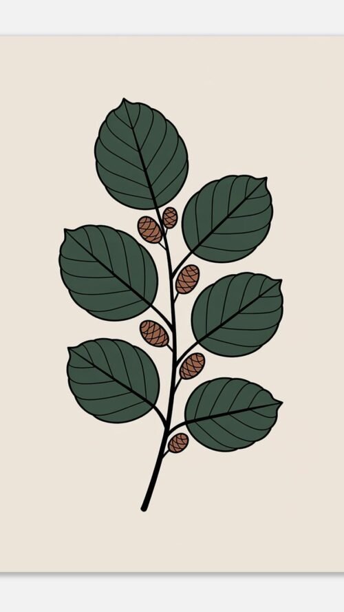 8e1908fb-f949-4eb7-963a-fdb165054e4f-1.jpg Affiche Aulne, tirage botanique minimaliste à encadrer, format A4 à A1