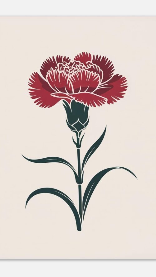 Affiche Œillet, tirage botanique minimaliste à encadrer, format A4 à A1