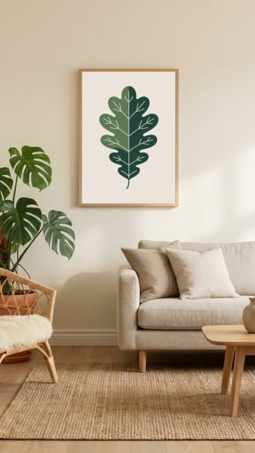 Affiche Chêne – tirage contemporain encadré, en situation dans un intérieur
