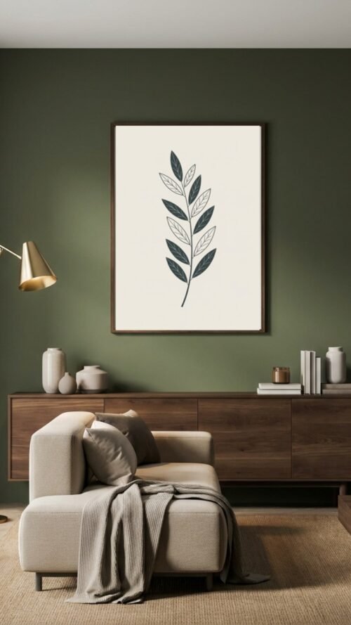 Affiche Saule – tirage minimaliste encadré, en situation dans un intérieur