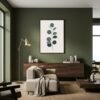 Affiche murale Eucalyptus accrochée au mur, tirage botanique minimaliste
