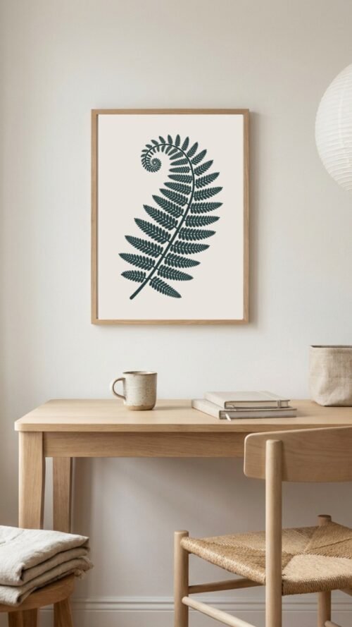 Affiche Fougère – tirage contemporain encadré, en situation dans un intérieur