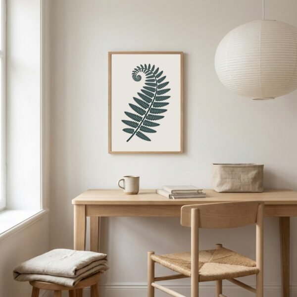 Affiche Fougère – tirage contemporain encadré, en situation dans un intérieur