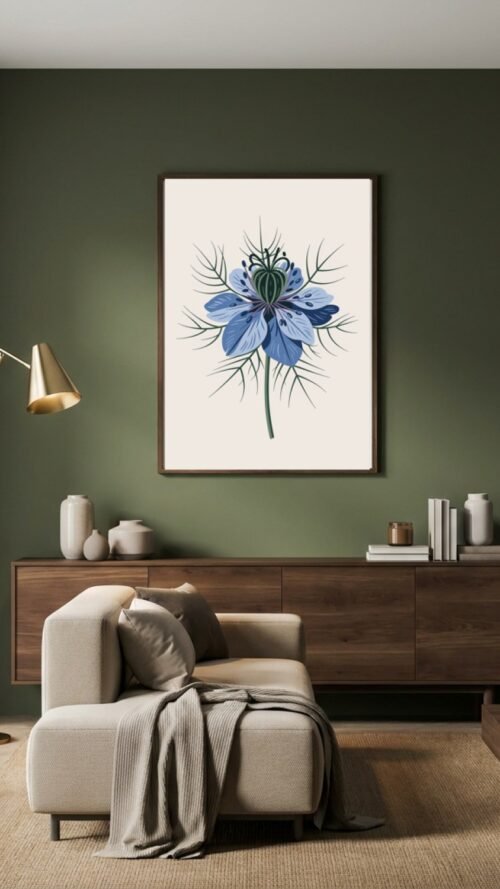 Affiche Nigelle – tirage contemporain encadré, en situation dans un intérieur