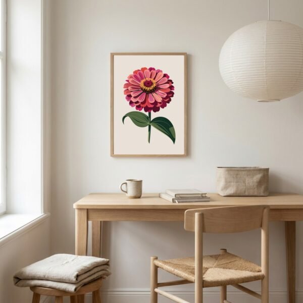 Affiche Zinnia – tirage contemporain encadré, en situation dans un intérieur