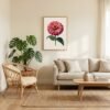 Affiche murale Zinnia accrochée au mur, tirage botanique contemporain