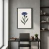 Affiche murale Bleuet accrochée au mur, tirage botanique minimaliste