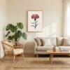 Affiche Œillet – tirage minimaliste encadré, en situation dans un intérieur