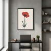 Affiche murale Coquelicot accrochée au mur, tirage botanique minimaliste