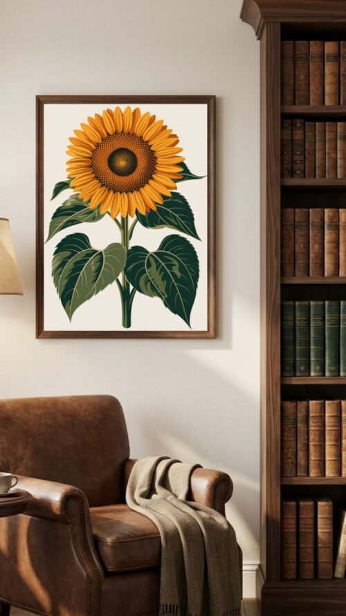 Affiche Tournesol – tirage contemporain encadré, en situation dans un intérieur