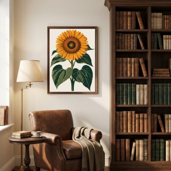 Affiche Tournesol – tirage contemporain encadré, en situation dans un intérieur