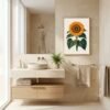 Affiche murale Tournesol accrochée au mur, tirage botanique contemporain