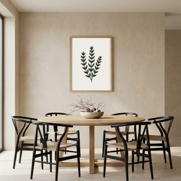 BOT-PLA-000102-mockup-2.jpg Affiche murale Thym accrochée au mur, tirage botanique contemporain