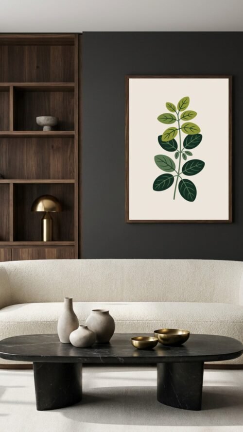 Affiche Origan – tirage contemporain encadré, en situation dans un intérieur