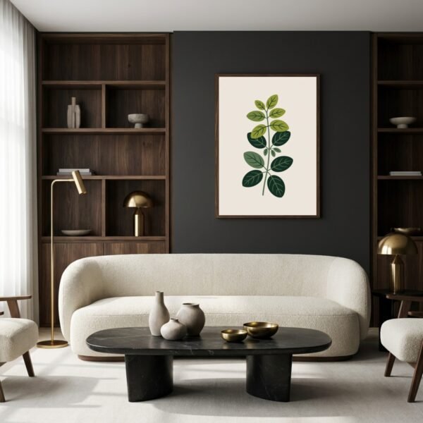 BOT-PLA-000105-mockup-1.jpg Affiche Origan – tirage contemporain encadré, en situation dans un intérieur