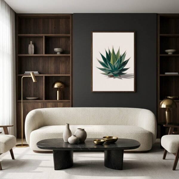 Affiche murale Agave accrochée au mur, tirage botanique contemporain
