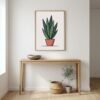 BOT-PLA-000112-mockup-2.jpg Affiche murale Sansevieria accrochée au mur, tirage botanique minimaliste
