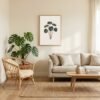 Affiche Pilea – tirage japandi encadré, en situation dans un intérieur