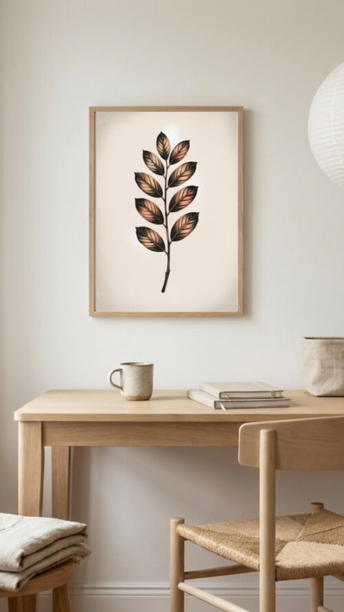 Affiche Zamioculcas – tirage japandi encadré, en situation dans un intérieur
