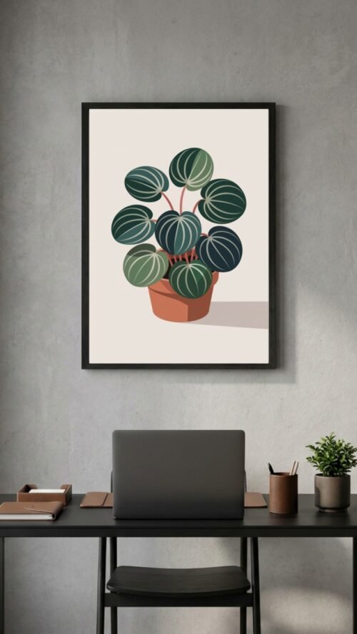 Affiche Peperomia – tirage contemporain encadré, en situation dans un intérieur