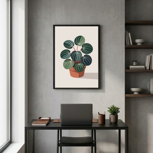 BOT-PLA-000117-mockup-1.jpg Affiche Peperomia – tirage contemporain encadré, en situation dans un intérieur
