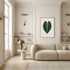 Affiche murale Alocasia accrochée au mur, tirage botanique minimaliste