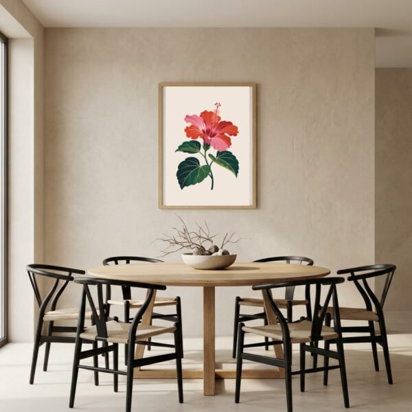 Affiche Hibiscus – tirage contemporain encadré, en situation dans un intérieur