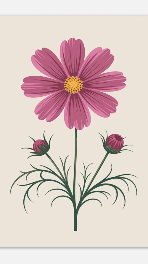 Affiche Cosmos, tirage botanique contemporain à encadrer, format A4 à A1