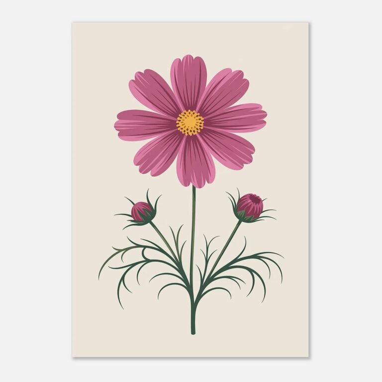 Affiche Cosmos, tirage botanique contemporain à encadrer, format A4 à A1
