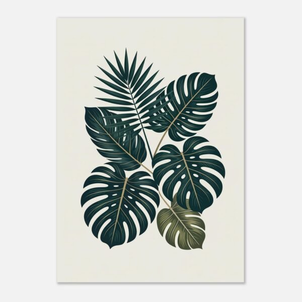 Affiche Composition feuilles tropicales, tirage botanique contemporain à encadrer, format A4 à A1