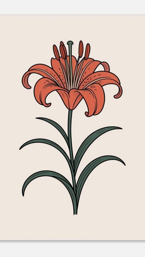 Affiche Lys, tirage botanique minimaliste à encadrer, format A4 à A1