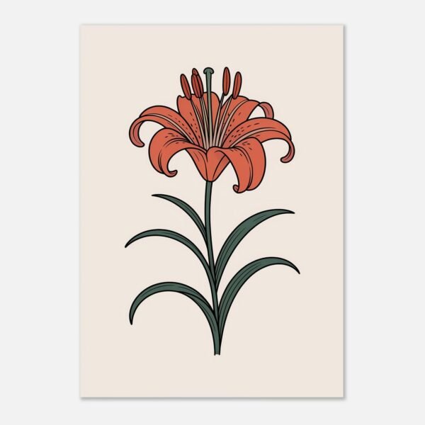Affiche Lys, tirage botanique minimaliste à encadrer, format A4 à A1