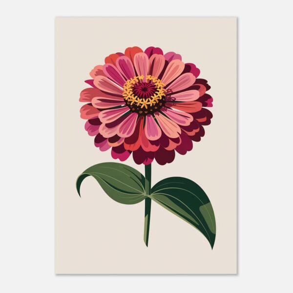Affiche Zinnia, tirage botanique contemporain à encadrer, format A4 à A1