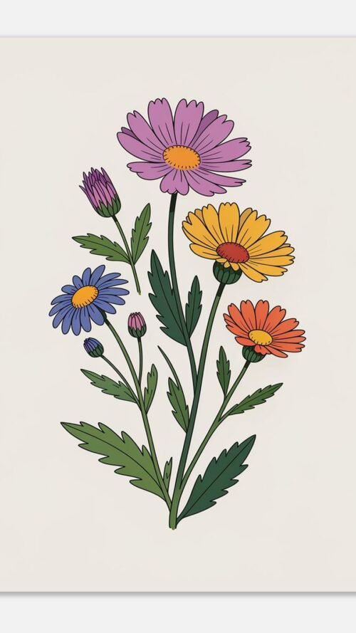 be92b118-31ad-4b4e-950b-b00b1a7b3b63-1.jpg Affiche Composition fleurs sauvages, tirage botanique minimaliste à encadrer, format A4 à A1